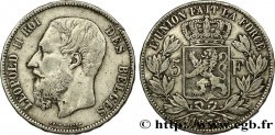 BELGIUM 5 Francs Léopold II 1873