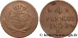 GERMANY - SAXONY 4 Pfennige Royaume de Saxe armes couronnées 1809 Dresde