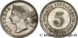 ÉTABLISSEMENTS DES DÉTROITS 5 Cents Victoria 1889 