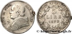 VATICAN ET ÉTATS PONTIFICAUX 5 Lire Pie IX an XXIV 1870 Rome