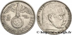 ALLEMAGNE 2 Reichsmark swastika / Maréchal Paul von Hindenburg 1939 Munich 