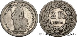SUISSE 2 Francs Helvetia 1874 Berne