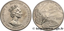 GUERNSEY 2 Pounds papillon paon de nuit 1997