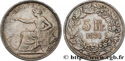 SUISSE 5 Francs Helvetia assise 1874 Bruxelles