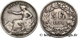 SWITZERLAND 1/2 Franc Helvetia 1851 Paris
