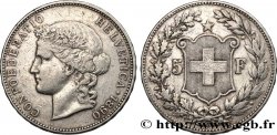 SUISSE 5 Francs Helvetia 1890 Berne TTB
