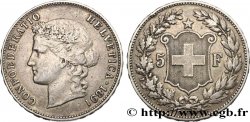 SUISSE 5 Francs Helvetia buste 1891 Berne