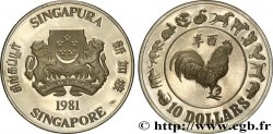 SINGAPORE 10 Dollars Proof année du coq 1981 