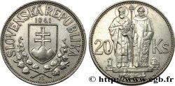 SLOVAQUIE 20 Korun St Cyril et St Méthode variété avec croix à simple barre 1941