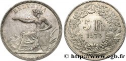 SUISSE 5 Francs Helvetia assise 1874 Bruxelles