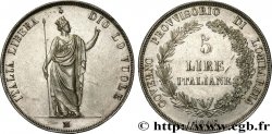 LOMBARDIE - GOUVERNEMENT PROVISOIRE 5 Lire 1848 Milan AU