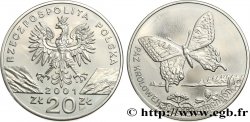 POLAND 20 Zlotych Proof Papillons 2001 Varsovie