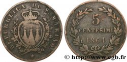 SAINT-MARIN 5 Centesimi écu aux trois tours 1864 Milan TB