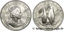 ÎLES FALKLAND 50 Pence Proof Manchots royaux 1987  FDC