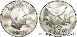 SAMBIA 10 Kwacha Proof Râle à miroir 1986