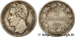 BELGIQUE 5 Francs Léopold Ier tête laurée 1848