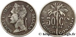 CONGO BELGE 50 Centimes roi Albert légende flamande 1924  TB