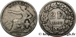 SWITZERLAND 2 Francs Helvetia 1863 Berne
