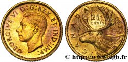 CANADA - GEORGES VI Essai de frappe 25 Cents Laiton 1937 -