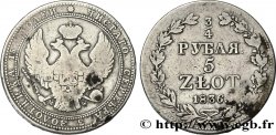 POLONIA 3/4 Roubles - 5 Zlotych 1836 Varsovie
