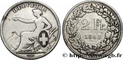 SUISSE 2 Francs Helvetia 1862 Berne