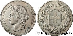 SUISSE 5 Francs Helvetia buste 1891 Berne