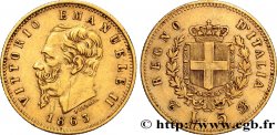 ITALIE 5 Lire Victor-Emmanuel II 1863 Turin