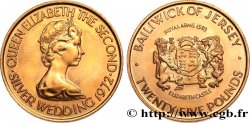 ISLA DE JERSEY 25 Pounds Noces d’argent Proof 1972