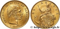 DANEMARK 20 Kroner or Christian IX 1877 Copenhague