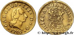 ESPAGNE 1/2 Escudo Charles III 1760 Madrid