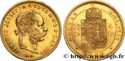 HONGRIE 10 Francs or ou 4 Forint, 2e type François-Joseph Ier 1884 Kremnitz