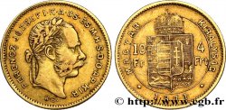HONGRIE 10 Francs or ou 4 Forint, 1er type François-Joseph Ier 1871 Kremnitz
