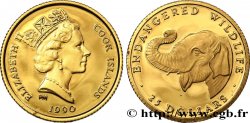 ÎLES COOK 25 Dollar Proof espèces en danger : éléphant 1990
