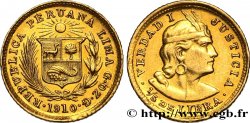 PÉROU 1/5 Libra 1910 Lima TTB+