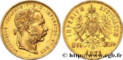 AUSTRIA 8 florins ou 20 francs François-Joseph Ier 1871 Vienne