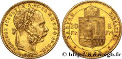HONGRIE 20 Francs or ou 8 Forint François-Joseph Ier 1884 Kremnitz