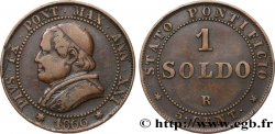 VATICAN ET ÉTATS PONTIFICAUX 1 Soldo (5 centesimi) Pie IX an XXI type gros buste 1866 Rome