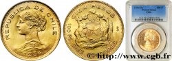 CHILI 100 Pesos or ou 10 condores en or, 2e type 1954 Santiago