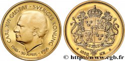 SUÈDE 1000 Kronor Proof 50e anniversaire de Charles XVI Gustav 1990 