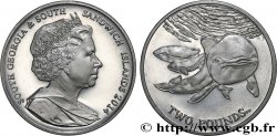 GEORGIA DEL SUD E ISOLE SANDWICH MERIDIONALI 2 Pounds (2 Livres) Proof Marsouins à lunette 2014 Pobjoy Mint