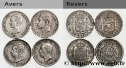 SPAIN Lot de quatre monnaies 50 Centimos Alphonse XII et Alphonse XIII 1885-1904 Madrid
