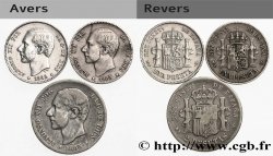 ESPAGNE Lot de trois monnaies Alphonse XII 1882-1885 Madrid