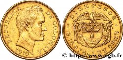 COLOMBIA 10 Pesos Simon Bolivar 1919 Bogota