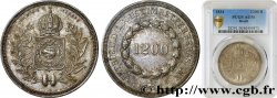 BRÉSIL - EMPIRE DU BRÉSIL - PIERRE II 1200 Reis 1834  AU58 PCGS