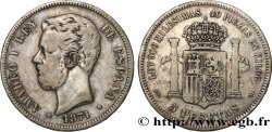 ESPAGNE 5 Pesetas Amédée Ier 1871 Madrid