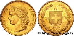 SUISSE 20 Francs Helvetia 1889 Berne