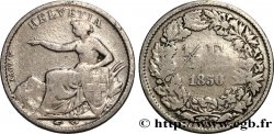 SWITZERLAND 1/2 Franc Helvetia 1850 Paris