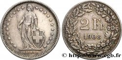 SUISSE 2 Francs Helvetia 1908 Berne