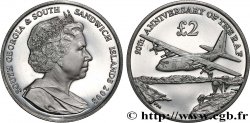 GEORGIA DEL SUD E ISOLE SANDWICH MERIDIONALI 2 Pounds (2 Livres) Proof 90e anniversaire de la RAF 2008 Pobjoy Mint