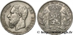 BELGIQUE 5 Francs Léopold II 1873